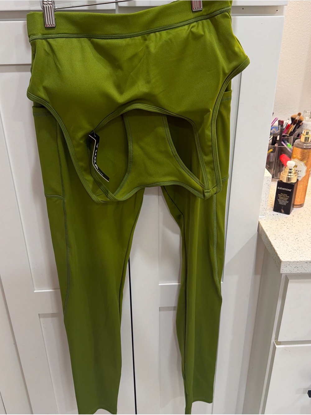 Olive Green High-Waist Athletic Leggings/Top l/xl